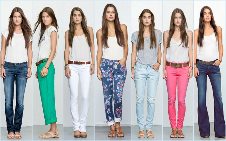 Разноцветные джинсы